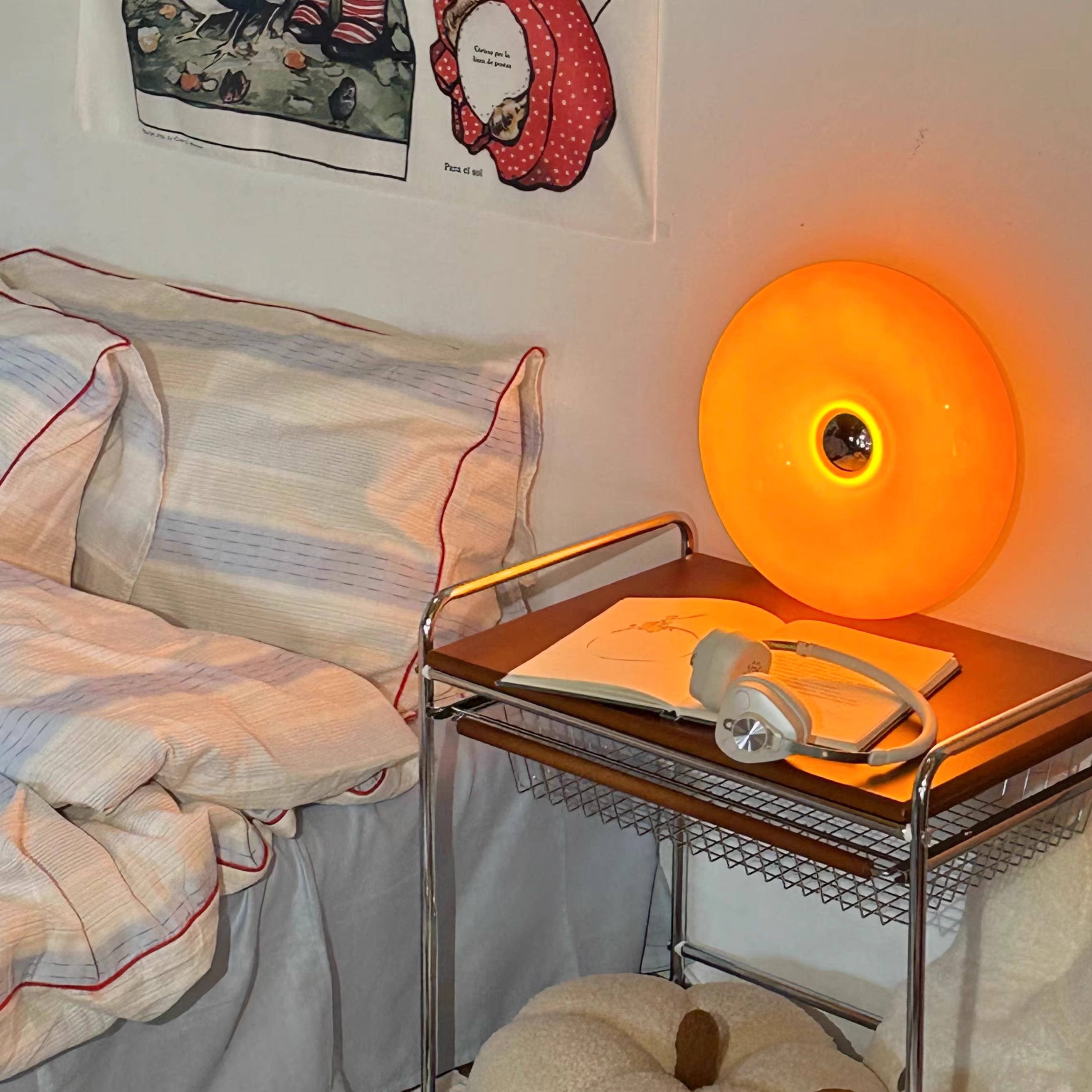 甜甜圈氛围灯 | 网红中古ins风壁灯卧室触摸橘色包豪斯床头台灯 - 图0