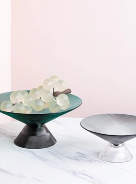 现代简约几何形水晶玻o璃果盘家用茶几水果盘糖果盘家居工艺品摆