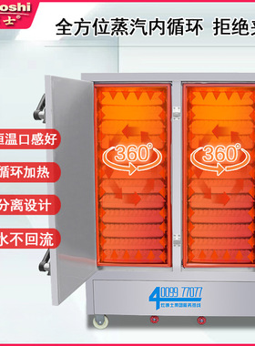 高温压力蒸饭箱商用食堂设备304不锈钢双门蒸饭车智能24盘电蒸柜