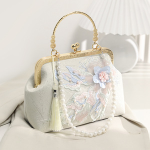 2026新款复古名媛小众旗袍包包时尚汉服包百搭素雅刺绣国风手提包