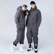 Ski suit Anti-cold male and female conjoined outdoor suit waterproof windproof thickened and warm integrated riding fishing for winter