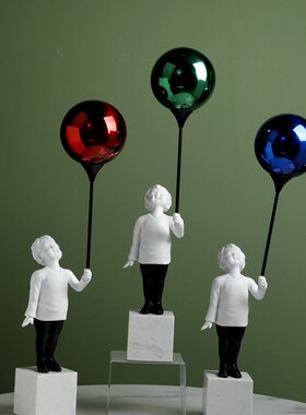 简约现代创意气球男孩摆件雕塑电C视柜酒店客厅样板房开业礼物摆