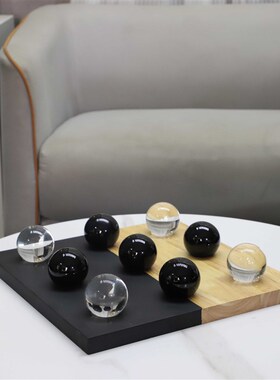 现代简约水晶球九宫n格棋盘桌面摆件客厅书房卧室样板房家居装饰