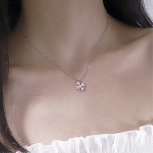 【中国黄金】珍尚银纯银四叶草项链女生锁骨链高级感520礼物饰品