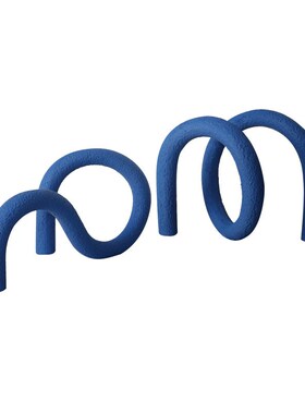 简约现代黑白蓝接喷砂绳结w摆件样板房售楼处书房客厅软装饰品