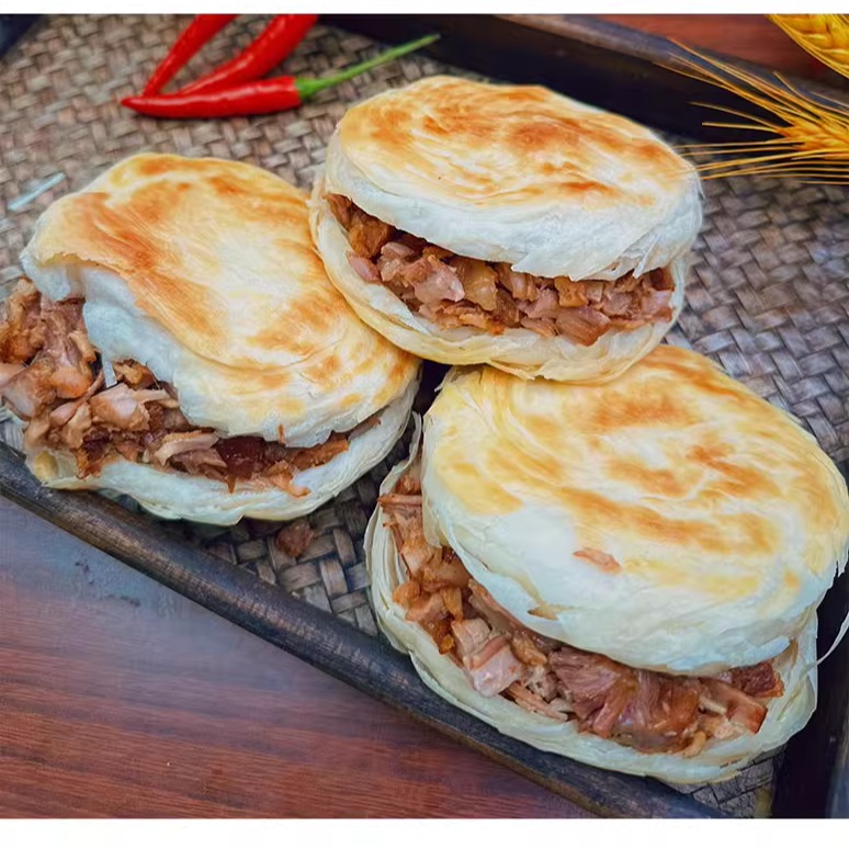 品品虎老潼关千层饼肉夹馍饼胚冷冻速食早餐半成品酥烧饼顺丰包邮 - 图2