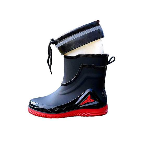 Summer waterproof shoes, rain boots, men's non-slip mid-calf rain boots, rubber shoes, winter plus velvet, special water shoes for takeaway riders