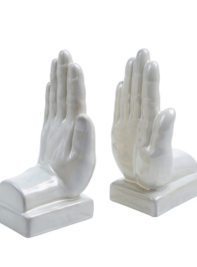 手掌书靠摆件 现代n创意书夹书靠书立书房书桌装饰品 陶瓷工艺品