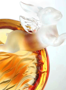 琉璃兔子生肖风h水摆件居家客厅办公商铺前台装饰招财乔迁开业送