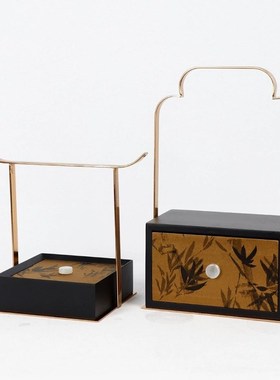 样板房客厅电视柜创意盒桌高端宋代美学软V装中世纪篮饰品