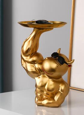 摆件客厅装饰轻奢创意桌面礼物米奇公仔玄关法斗犬U品潮流酒柜坐