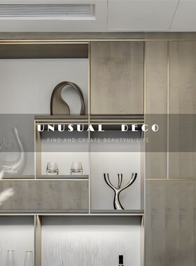 欧式轻奢极简现代银色丝带摆件客厅电视I柜书房家居软装售楼处饰