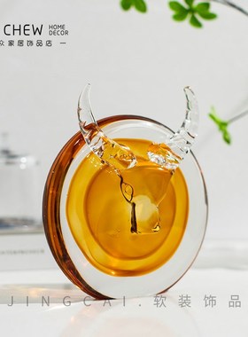 轻奢精致高档设计师n款抽象艺术动物摆件酒柜客厅琉璃家居桌面摆