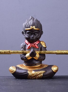 现货速发齐天大圣鱼缸造景摆x件紫砂茶宠水族假山盆景摆件装饰品