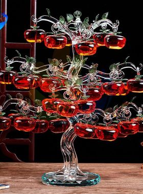 大小号水晶柿子树摆件西红柿事事如D意客厅创意家居客厅柜台装饰