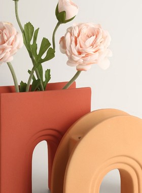 贝汉美覆古陶瓷花瓶高级u感家居客厅电视柜几何拱门花器摆件