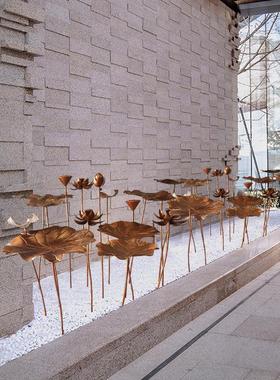 爆款荷叶摆件酒店水景铁艺新中式落地莲花不锈钢创意装饰景观荷花