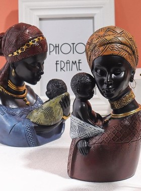 摆件客厅装饰工艺品n非洲黑人家居树脂创意酒柜复古风格风情泰国