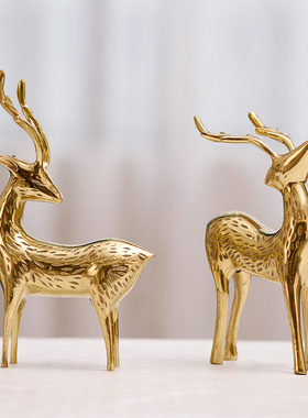 极速全铜鹿客厅摆件 美式欧式样B板间餐厅玄关酒柜家居装饰送礼工