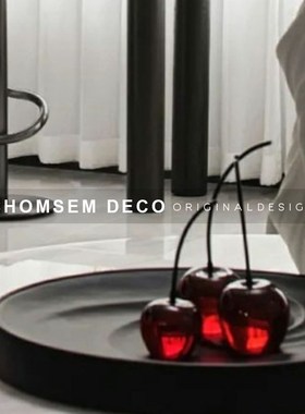 售楼处样板d间客厅茶几仿真红色樱桃摆件电视柜博古架酒柜软装饰