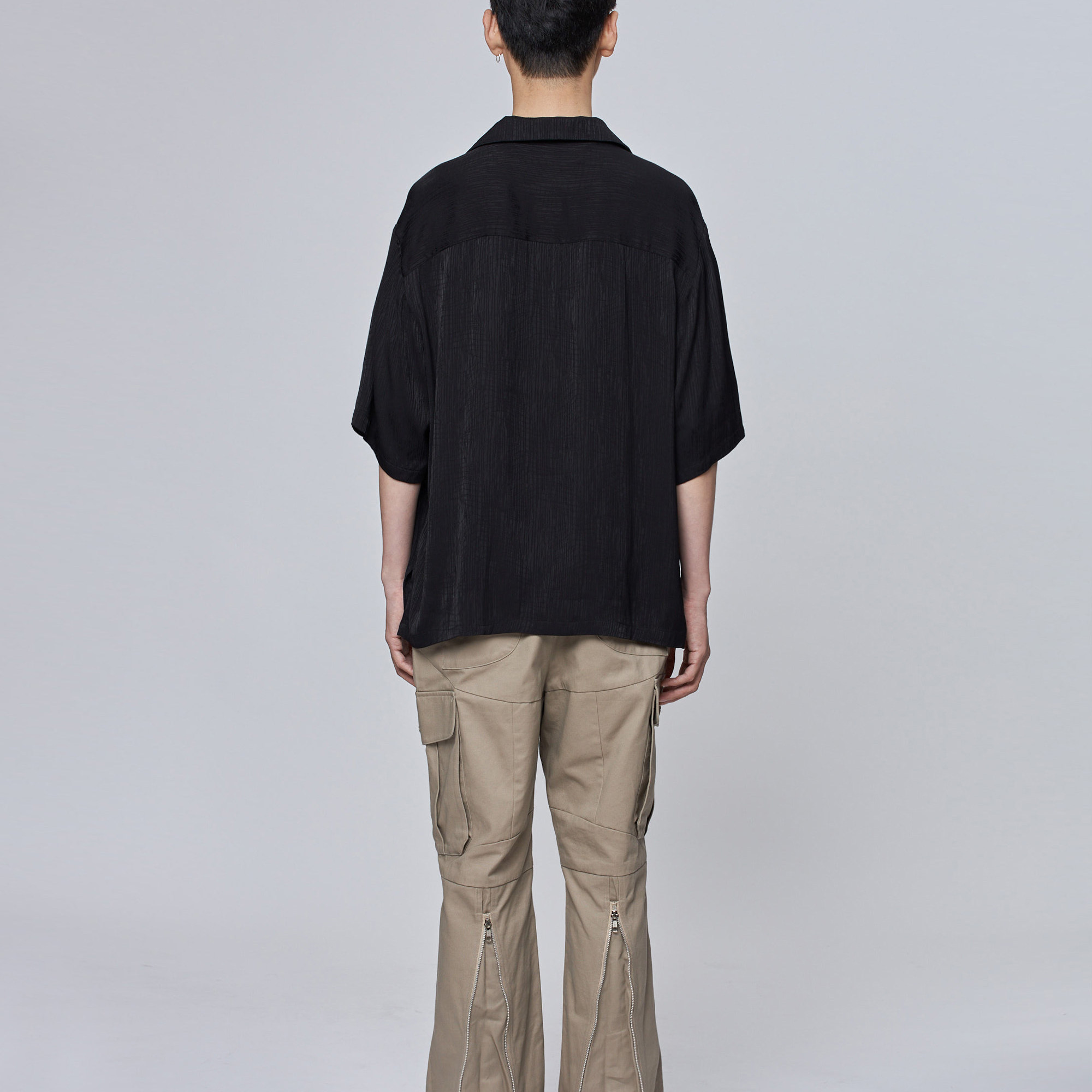 TCSP机能户外亚麻衬衫男短袖衬衣宽松男装夏季棉麻纯色简约上衣