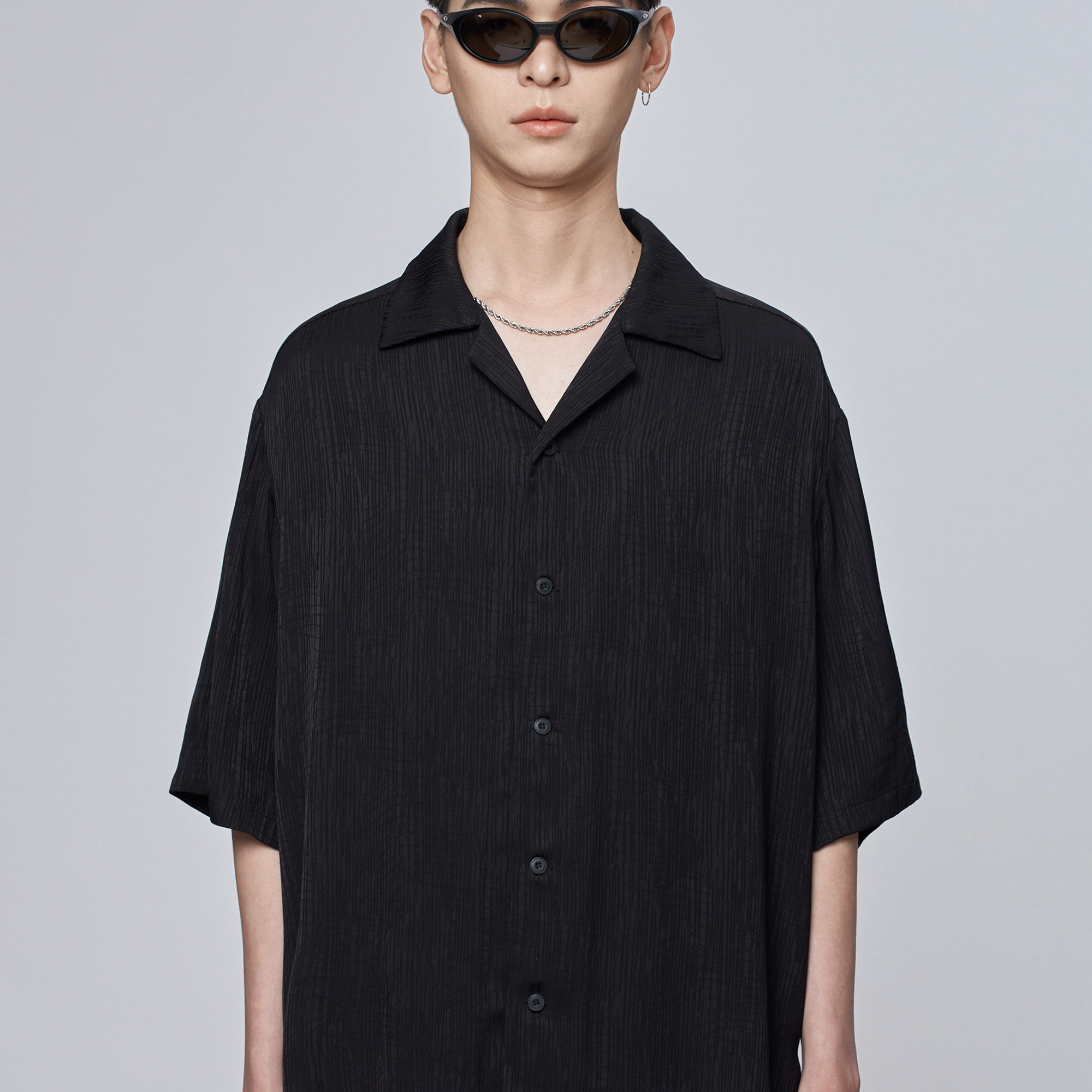 TCSP机能户外亚麻衬衫男短袖衬衣宽松男装夏季棉麻纯色简约上衣