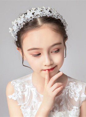 儿童头饰女童公主发饰白色陶瓷发箍花童头饰韩式珍珠头箍宝宝头花