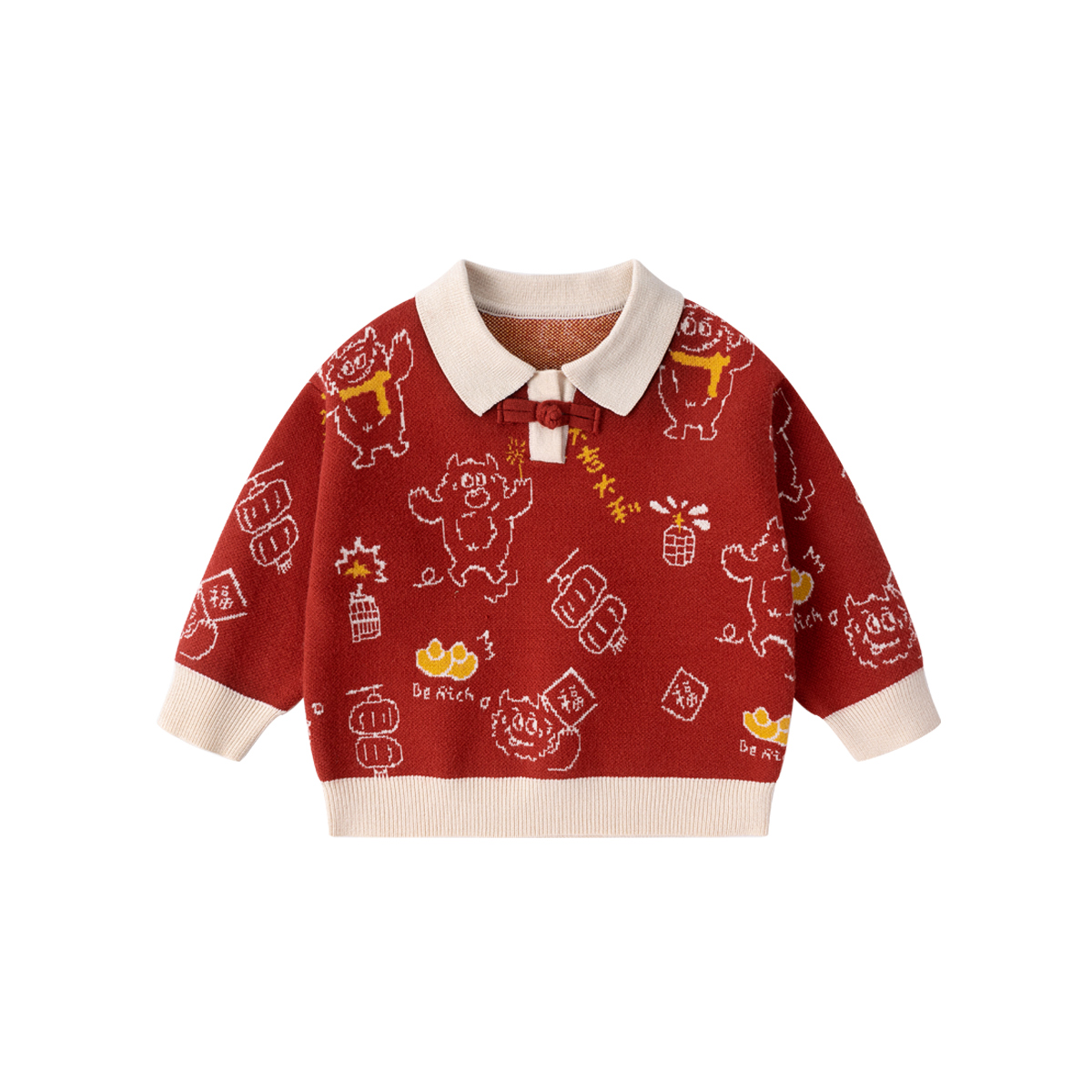 嘟嘟家儿童圣诞节毛衣冬季宝宝拜年服男童新年冬装针织衫女童上衣