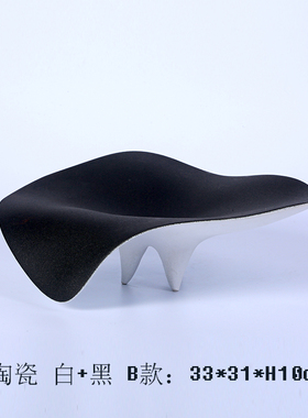 现代简约新中式陶瓷高脚果盘x摆件样板间客厅茶几玄关插花器装饰