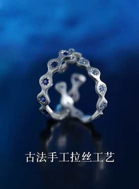 蓝调情侣对戒巨好看的轻奢高级感