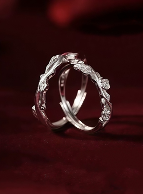 蔷薇情侣戒指女小众巨好看的轻奢