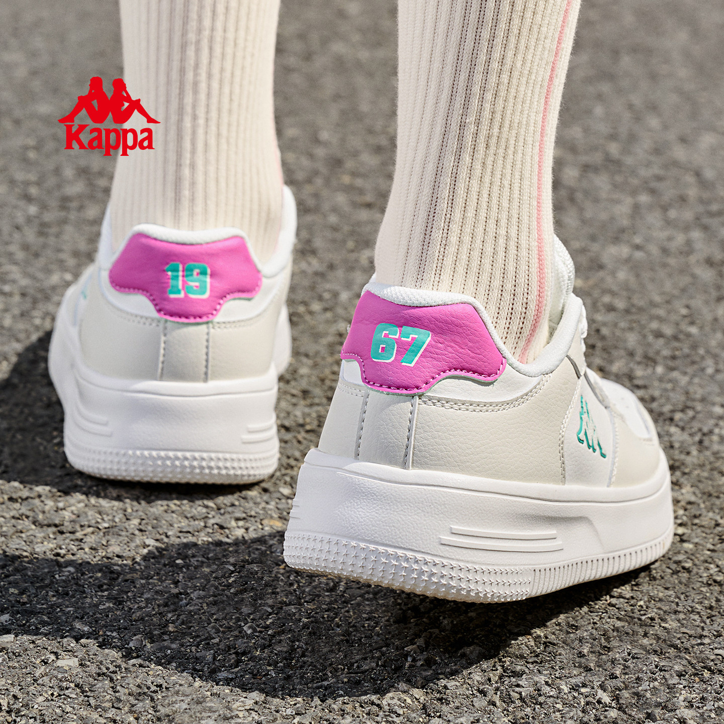 Kappa女鞋小白鞋女款2025新款秋季厚底板鞋百搭休闲鞋子女运动鞋,淘宝优惠券,粉丝福利购,淘宝优惠卷