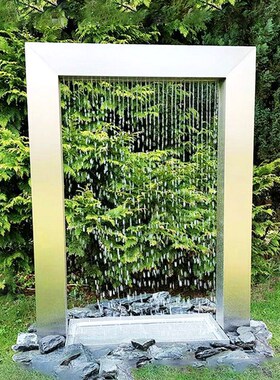 不锈钢发光流水雕塑定制抽象x大提琴喷泉景观房地产售楼处公园摆