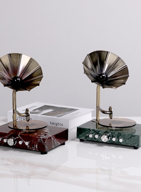 现代轻奢创意复古播放s机留声机唱片机摆件家居桌面酒店样板间