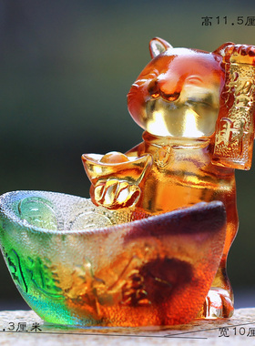 琉璃招财猫风水摆件居家客v厅办公商铺前台桌面摆放装饰开业送礼