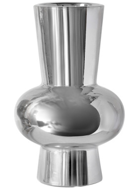 现代简约陶瓷电镀银色花器v花瓶摆件欧式样板房售楼处玄关软装饰