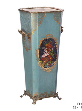 茱莉安法式宫廷陶瓷艺术彩绘x居家奖杯盖坛摆件复古客厅全铜花瓶