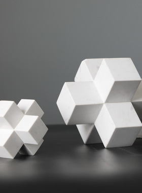 欧式简易大理石i书桌摆件软装样板房电视柜酒柜书柜十字镇小摆设