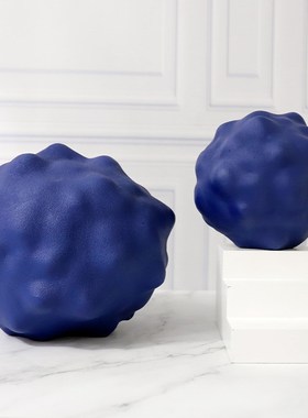 现代简约磨砂几何陶m瓷摆件家居客厅样板房售楼处酒店客厅软装饰