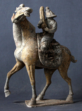 仿古陶马摆件唐代手绘陶器古玩收藏艺术品老货老物件X中式家居装