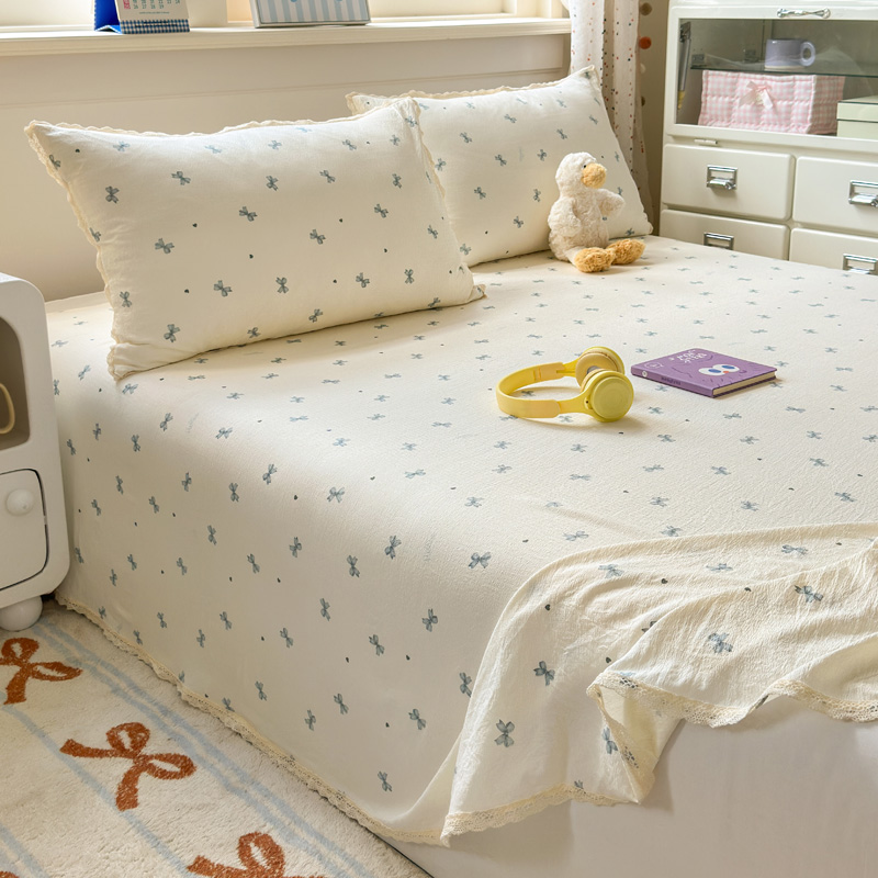 A类纯棉床单单件双层纱全棉被单2025新款单人枕套学生宿舍三件套3 - 图2