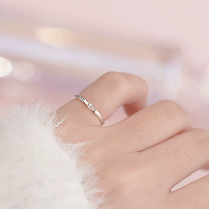S999 Pure Silver Möbius Zirconia Open Ring