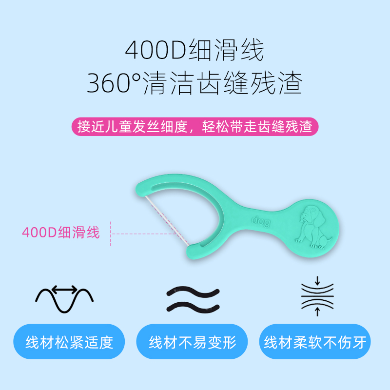 【拍1发2/到手2盒】爱米粒儿童牙线棒50支/盒 一次性400D超细线