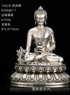 极速藏传白铜鎏银药师佛纯铜佛像B藏传释迦牟尼佛三宝佛家居供奉