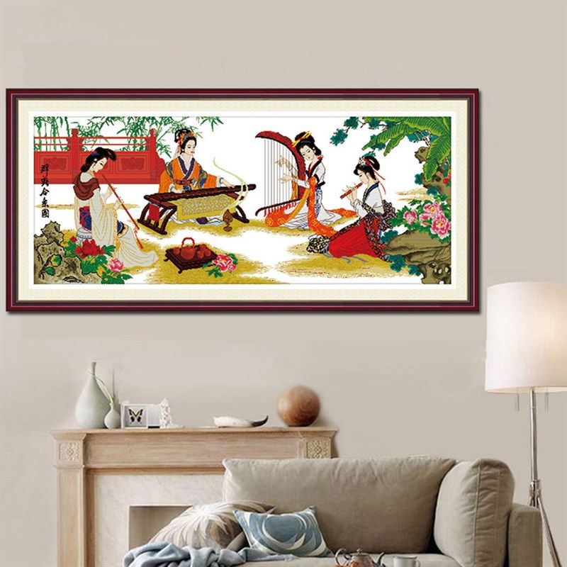 青飞精准印布群英合乐十字绣琴棋书画四大美女古典美女新款,淘宝优惠券,粉丝福利购,淘宝优惠卷