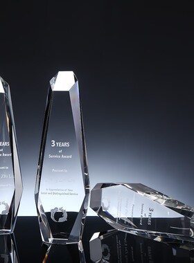 冰山之巅创意水晶奖杯年会颁奖奖牌E定制授权牌奖品员工奖杯纪念