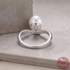Original elegant natural pearl ring s925 sterling silver platinum plated fashionable temperament hand jewelry for women