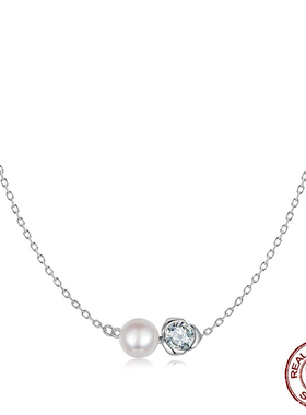 （带证书）优雅S925纯银莫桑石玫瑰耳钉时尚项链套装饰品