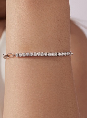 S925纯银排钻莫桑石手链带证书