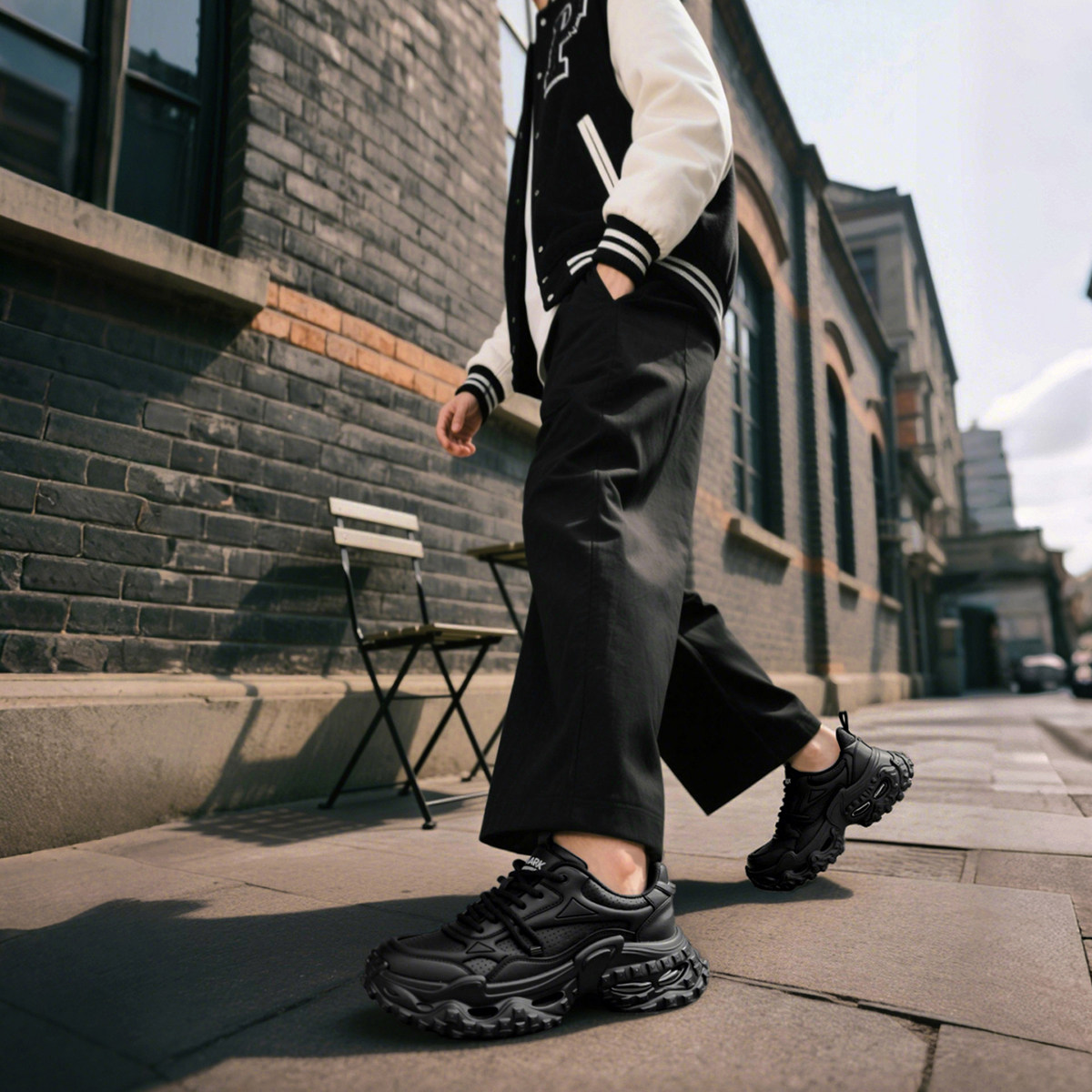 马克华菲男鞋潮流黑色轮胎鞋秋冬季气垫老爹鞋男士厚底皮面运动鞋,淘宝优惠券,粉丝福利购,淘宝优惠卷